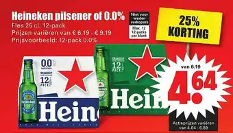 Dirk Heineken Pilsener Of 0.0% 25% Korting aanbieding