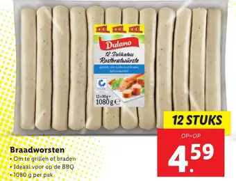 Lidl Dulano Braadworsten 1080g aanbieding