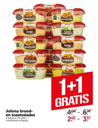 Coop Johma brood- en toastsalades aanbieding