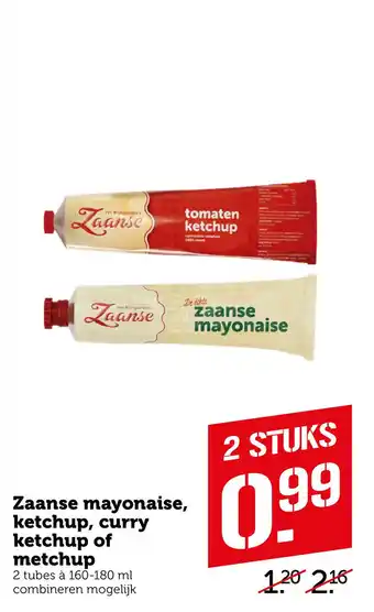 Coop Zaanse mayonaise, ketchup, curry ketchup of metchup aanbieding