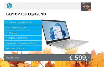 Informatique Hp laptop 15s-eq2420nd aanbieding