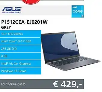 Informatique Asus p1512cea-ej0201w grey laptop aanbieding