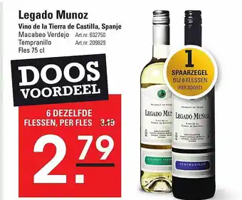 Sligro Legado Munoz Vino De La Tierra De Castilla, Spanje aanbieding