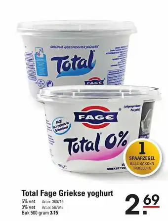 Sligro Total Fage Griekse Yoghurt aanbieding