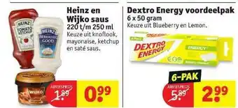 Kruidvat Heinz En Wijko Saus Of Dextro Energy Voordeelpak aanbieding