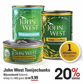 Sligro John West Tonijnschunks 20% Korting aanbieding