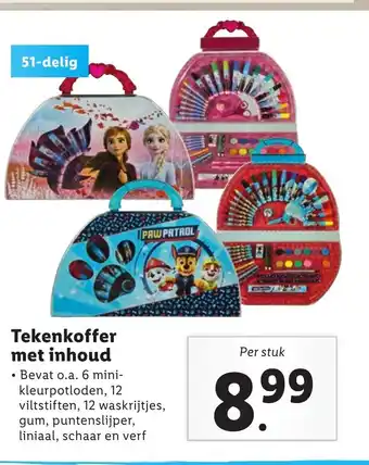 Lidl Tekenkoffer met inhoud aanbieding