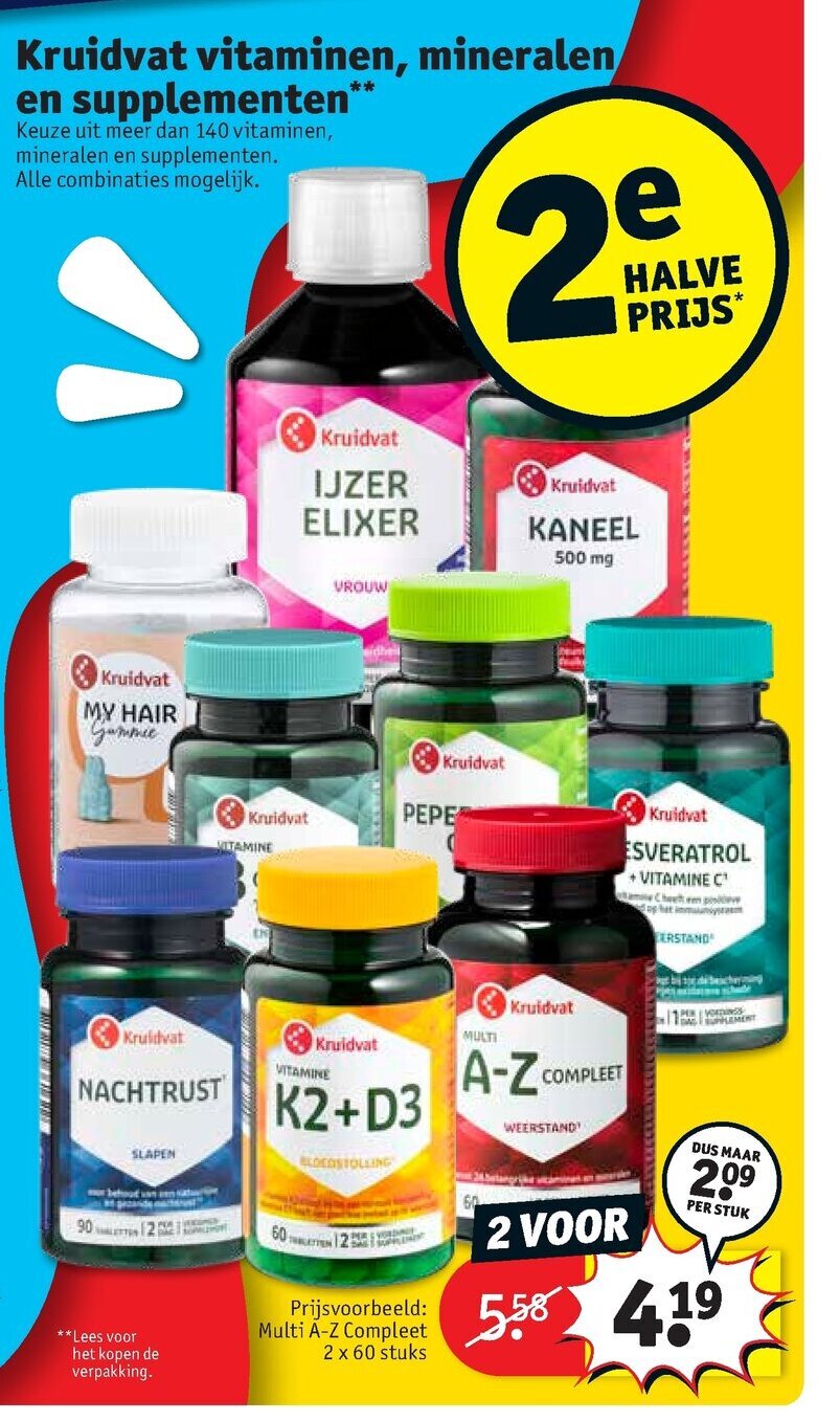 Kruidvat Vitaminen, mineralen en supplementen assortiment 2st
