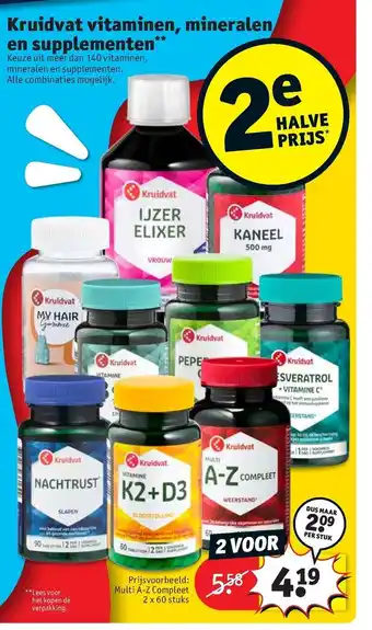 Kruidvat Kruidvat Vitaminen, mineralen en supplementen assortiment 2st aanbieding