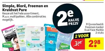 Kruidvat Simple, Biore, Freeman en Kruidvat Pure 2st aanbieding