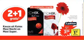 Trekpleister Keuze uit Kotex Maxi Nacht en Maxi Super aanbieding