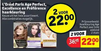 Kruidvat L'Oreal Paris Age Perfect, Excellence en Preference haarkleuring 2st aanbieding