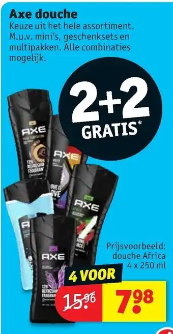 Kruidvat Axe Douche 2+2 aanbieding