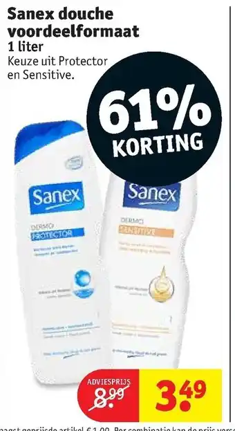 Kruidvat Sanex douche voordeelformaat 1L aanbieding