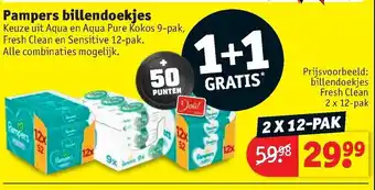 Kruidvat Pampers billendoekjes 1+1 aanbieding