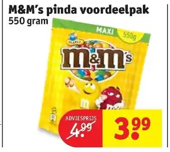 Kruidvat M&M's pinda voordeelpak 550gr aanbieding