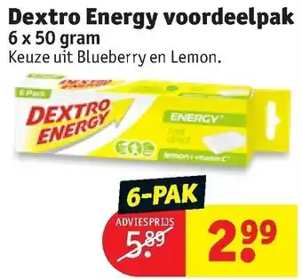 Kruidvat Dextro Energy voordeelpak 6*50 gr aanbieding