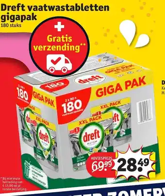 Kruidvat Dreft Vaatwas 180 tabs aanbieding