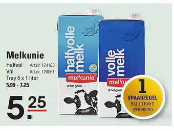 Sligro Melkunie halfvol of vol 6x1 liter aanbieding