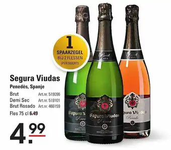 Sligro Segura viudas penedès, spanje 75 cl aanbieding