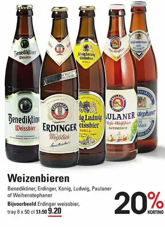 Sligro Weizenbieren benediktiner, erdinger, konig, ludwig, paulaner of weihenstephaner aanbieding