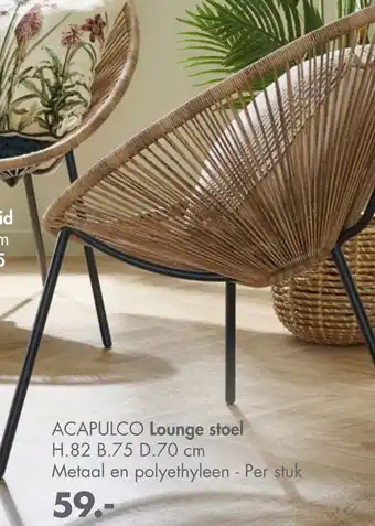 Casa ACAPULCO Lounge stoel h82xb75xd70cm aanbieding