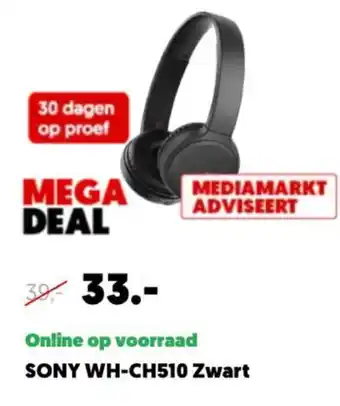 MediaMarkt SONY WH-CH510 Zwart aanbieding