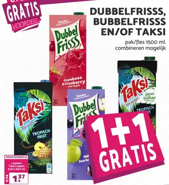 MCD Supermarkt Dubbelfrisss, bubbelfrisss en/of taksi 1500ml aanbieding