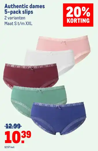 Makro Authentic dames 5-pack slips aanbieding