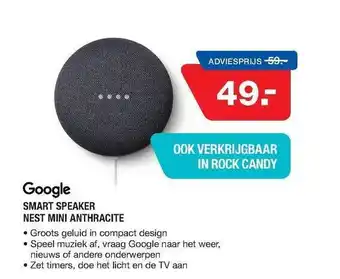 Electroworld Google smart speaker nest mini anthracite aanbieding