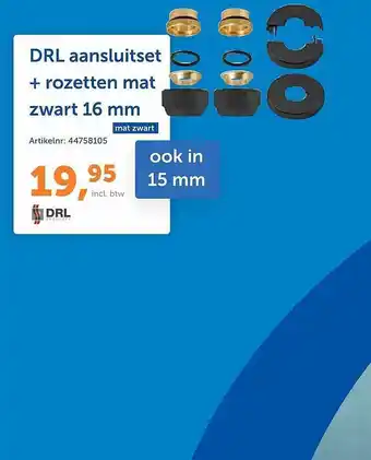 Warmteservice DRL Aansluitset + Rozetten Mat Zwart 16 Mm aanbieding