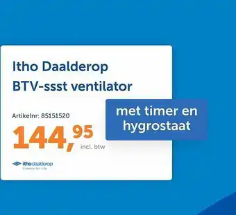 Warmteservice Itho Daalderop BTV-SSST Ventilator aanbieding