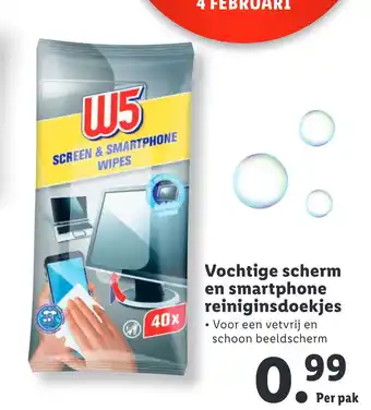 Lidl Vochtige scherm en smartphone reiniginsdoekjes aanbieding