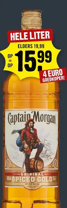 Dirck 3 Captain Morgan original spiced gold 1L aanbieding