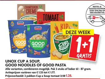 Dekamarkt Unox Cup A Soup, Good Noodles Of Good Pasta aanbieding