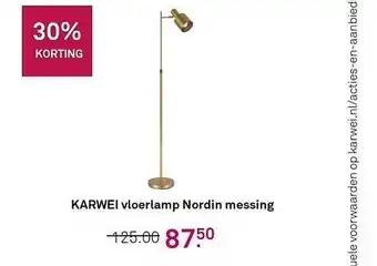 Karwei Karwie vloerlamp nordin messing 30% korting aanbieding