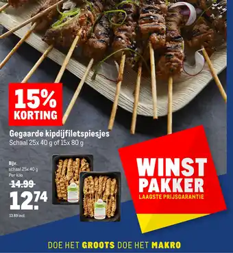 Makro Gegaarde kipdijfiletspiesjes aanbieding