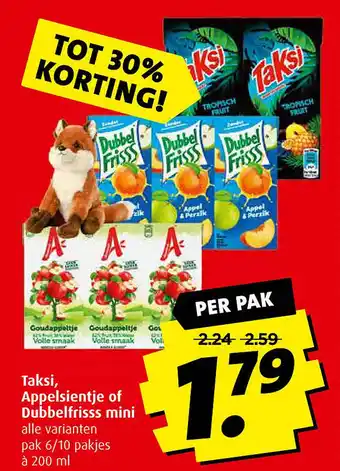 Boni Taksi, appelsientje of dubbelfrisss mini aanbieding