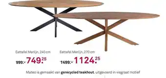 Karwei Eettafel merlijn, 240 cm of eettafel merlijn, 270 cm aanbieding