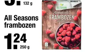 ALDI All Seasons frambozen 250g aanbieding