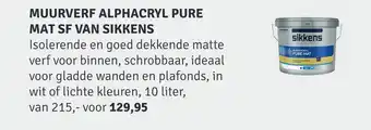 Nijhof Muurverf Alphacryl Pure Mat Sf Van Sikkens 10liter aanbieding