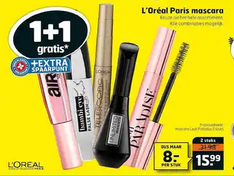 Trekpleister L'Oréal Paris Mascara 1+1 Gratis aanbieding