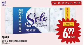 ALDI Solo 3-laags toiletpapier 20 rollen aanbieding