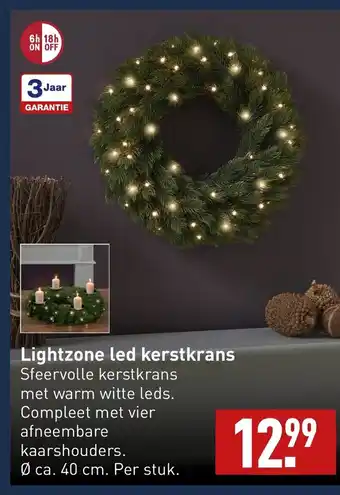 ALDI Lightzone led kerstkrans 40 cm aanbieding