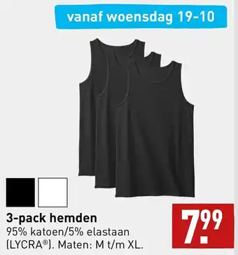 ALDI 3-pack hemden aanbieding