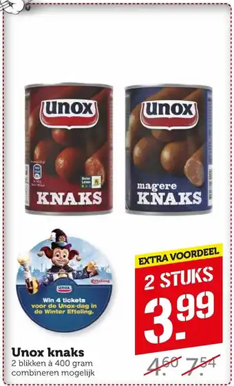 Coop Unox knaks 400 gram aanbieding