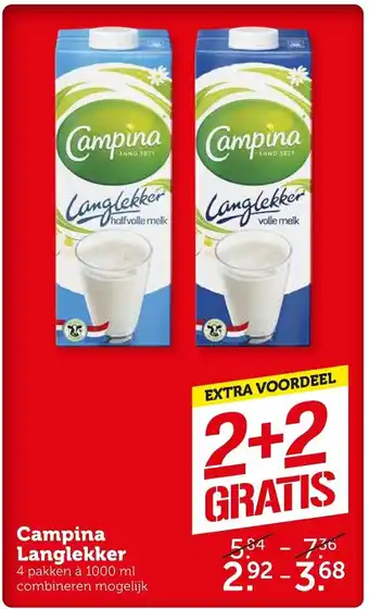 Coop Campina langlekker 1000 ML aanbieding