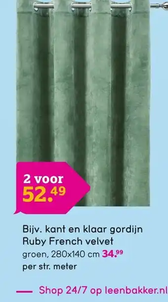 Leen Bakker Kant en klaar gordijn ruby french velvet aanbieding