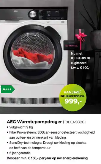 EP Aeg warmtepompdroger (t9den98bc) aanbieding