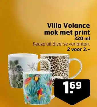 Trekpleister Villa volance mok met print 320 ml aanbieding